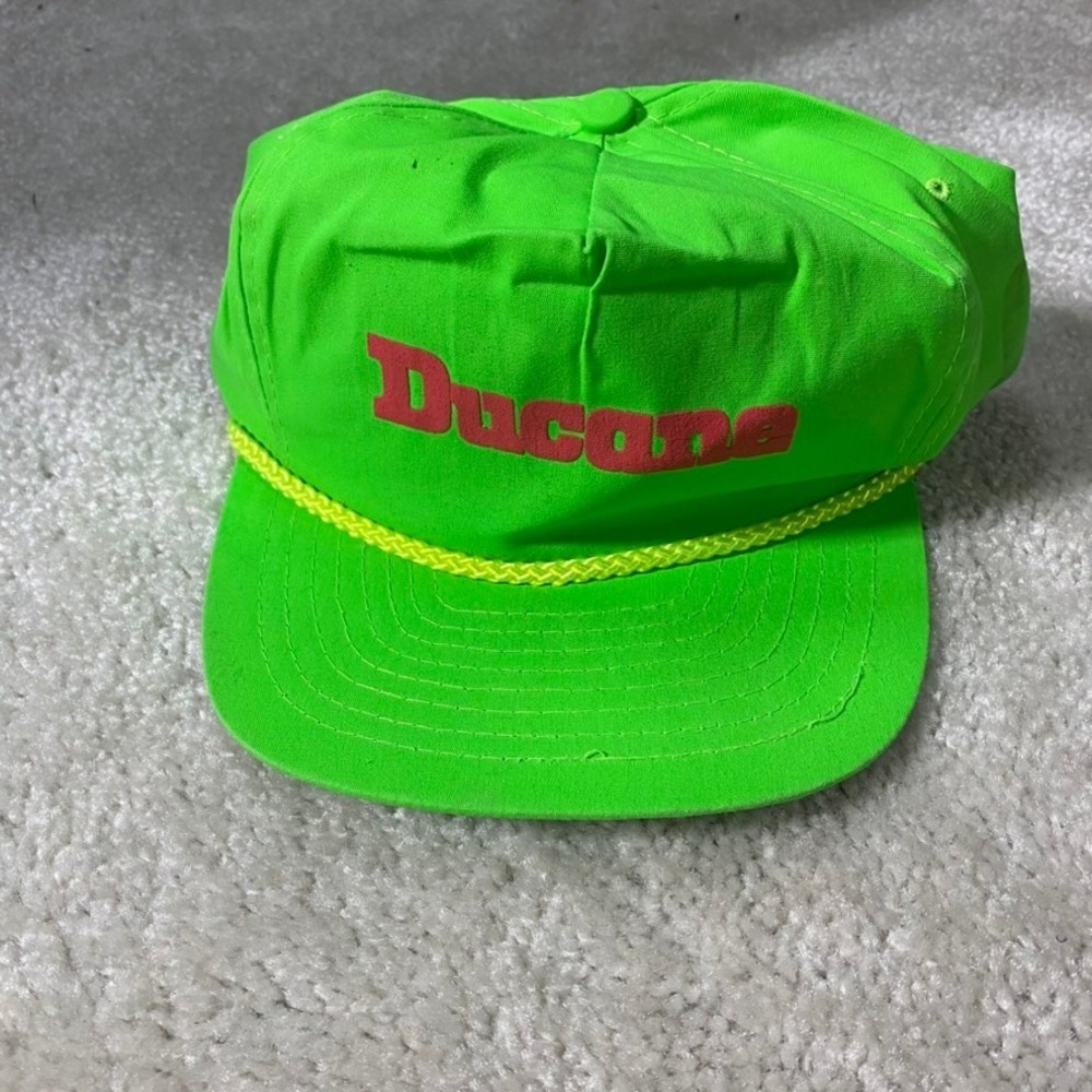 VTG Ducane Neon Hat Gas Grills Trucker Green Red Logo Snapback Nissin Cap